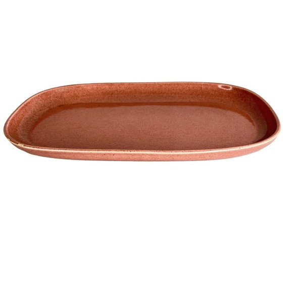 Russel Wright American Modern Coral Platter 13.5" Oval Rectangle Chip USA - Picture 5 of 9